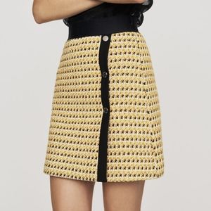 Maje yellow tweed skirt